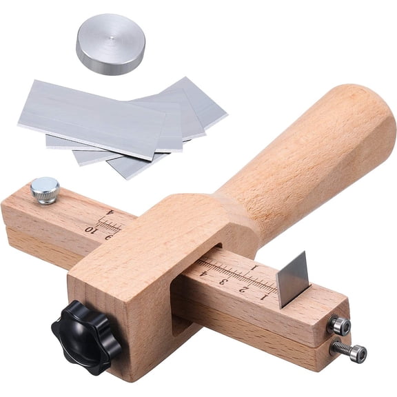 Leather Strap Cutter, Strip and Strap Leather Wood DIY Craft Hand Cutting Tool Adjustable with 5 Blades