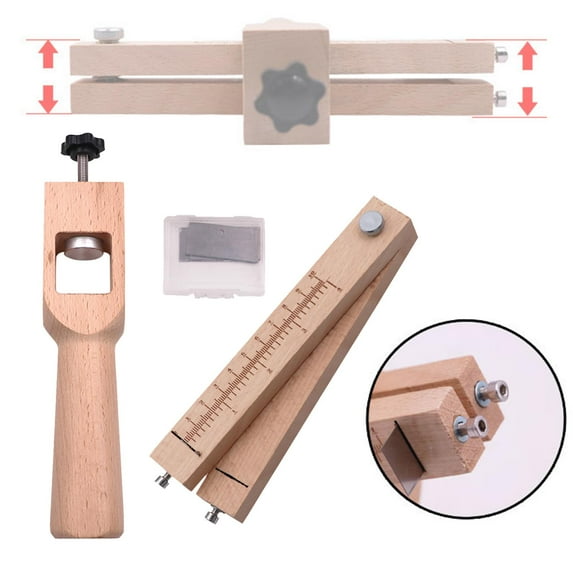 Leather Strap Cutter, Wooden with 5Pcs Adjustable Leather Craft Tool Strap Cutter, DIY Hand Tool, Strip and Strap Cutter.