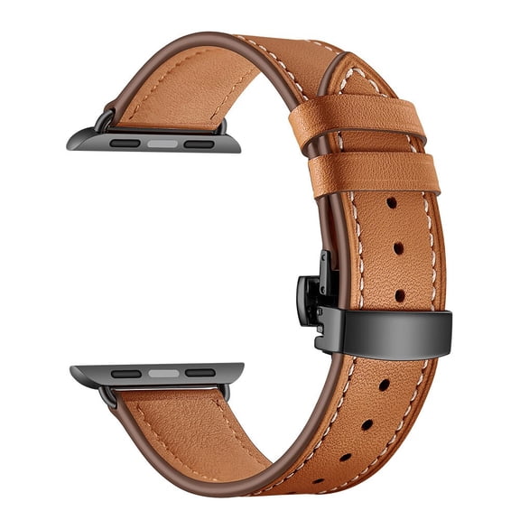 Leather Strap For Apple band black button brown 38/40/41mm