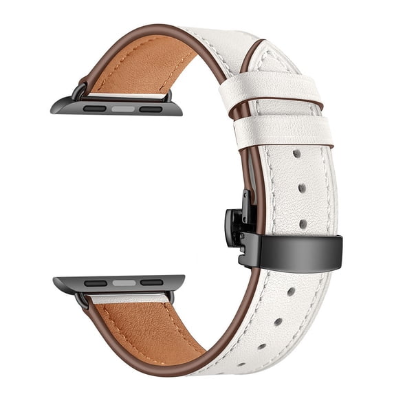 Leather Strap For Apple band black button white 38/40/55