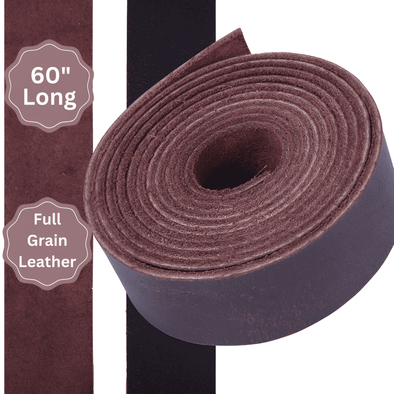Leather Strap - Full Grain Buffalo Leather Strips for Crafts – Brown Leather Straps 1 inch Wide Ideal for Arts and Crafts, Tooling, Jewelry, DIY