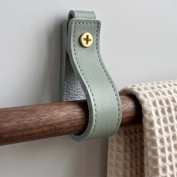 Leather Strap Hook for Wall Mount, U-Shaped Hanging Strap Holder with Screw, Multi-Purpose Cabinet Door Pull Handle for Towel Rod, Curtain Pole, and Macrame Wall Storage Decor