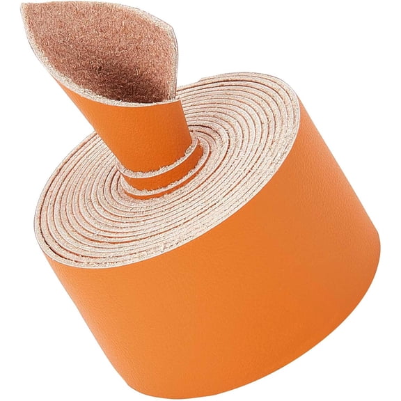 Leather Strap Strip 1.5 Inch Wide 2M Long Microfiber Imitation Leather Cord Belt Wrap Single Sided Flat Cord Leather String Roll for DIY Crafts Pet Collars Traction Ropes Orange Orange