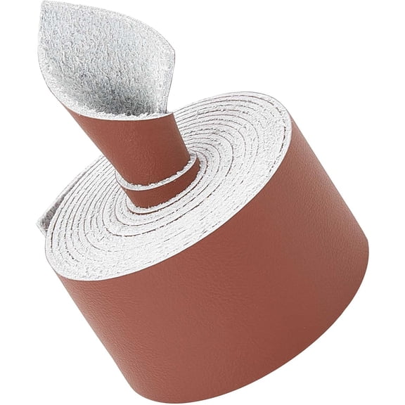 Leather Strap Strip 1.5 Inch Wide 2M Long Microfiber Imitation Leather Cord Belt Wrap Single Sided Flat Cord Leather String Roll for DIY DIY Crafts Pet Collars Traction Ropes Saddle Brown