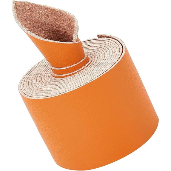 Leather Strap Strip Microfiber Belt Wrap Single Sided Flat Cord Leather String Roll for DIY Crafts Orange 2x79inch