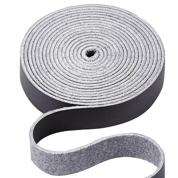 Leather Strap Strips Gray Lychee Grain Flat Leather Cord Strings 79" Long 0.5" Wide Imitation Leather Ropes
