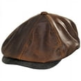 thumbnail image 1 of Leather Suede Newsboy Cap - L - Brown, 1 of 1