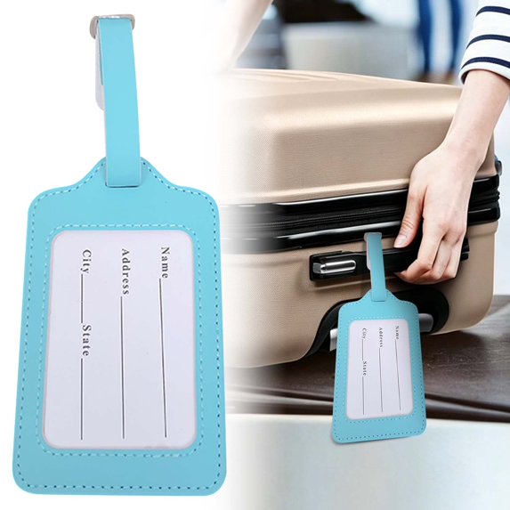Leather Suitcase Tags for Luggage – PU Leather 1-Piece with Adjustable Strap, ID Card Window, Anti-Loss for Travel & Cruise