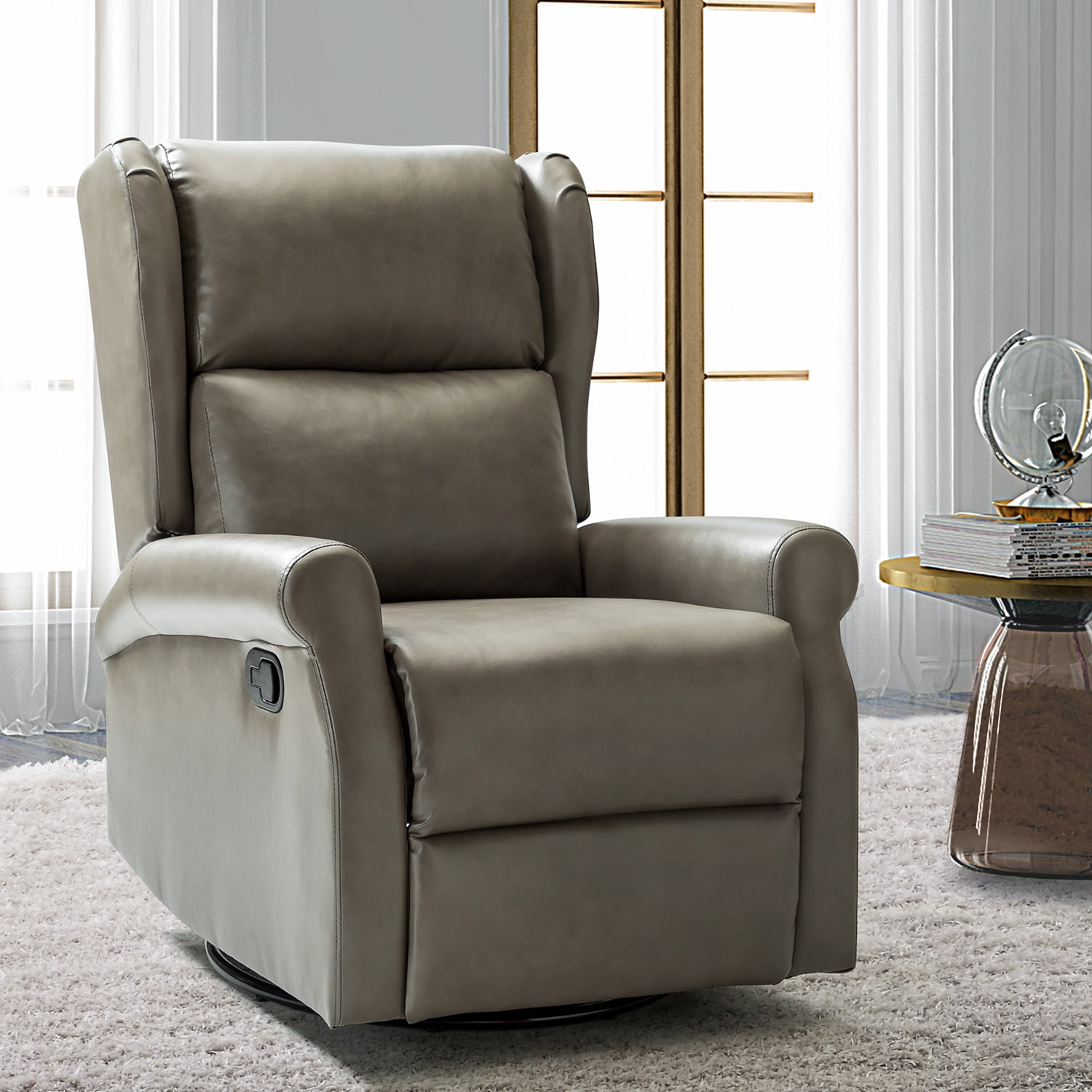 Unruh leather manual swivel glider recliner discount