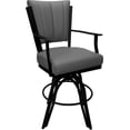 thumbnail image 1 of Leather Swivel Metal Bar Stool Montana 30" Seat - Gray Leather on Black, 1 of 3