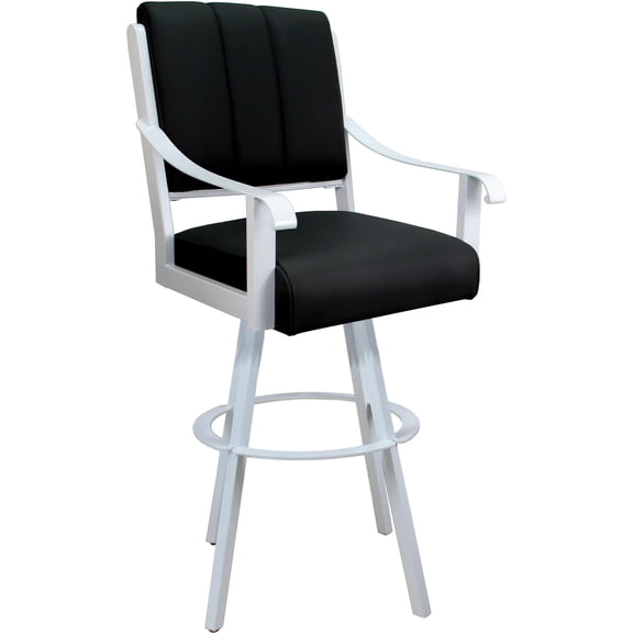 Leather Swivel Metal Counter Bar Stool 26" Seat - Memphis - Black on White