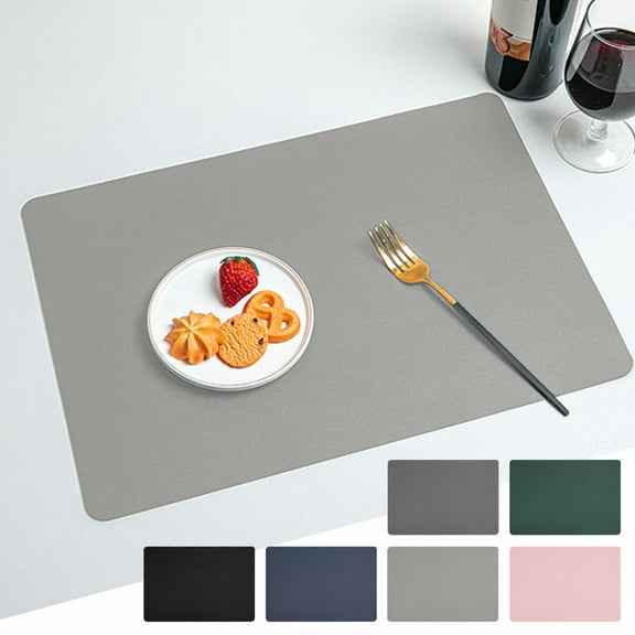 Leather Table Runner 1PC 16.93x11.81in,Western Style Placemats Double-Sided Heat Insulating Mats for Hot Dishes Dining Table Protection(Black)