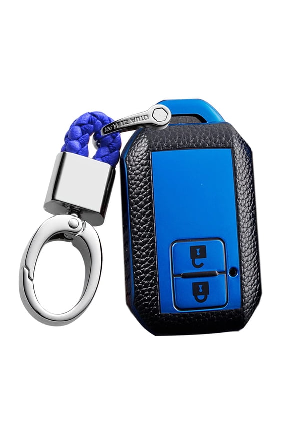 Leather Texture 2 Button Key Fob Cover for Suzuki Swift 2022 2021 Sport Hybrid V, XL7 2021, ignis Hybrid 2020 2021 Accessories Keyless Key Case with Keychains