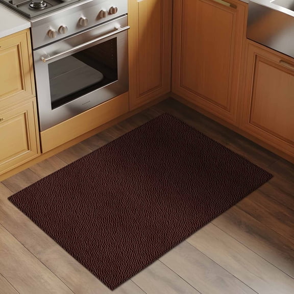 Leather Texture 2x3 Rug for Entryway Front Door Kitchen Sink Area, Vintage Brown Classic Art Low Pile Washable Non Slip Rectangle Area Rug
