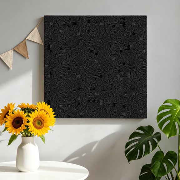 Leather Texture Canvas Wall Art, Vintage Black Classic Art Framed Canvas Wall Decor Picture Print Artwork Decorations for Living Room Office Ready to Hang 8" x 8"