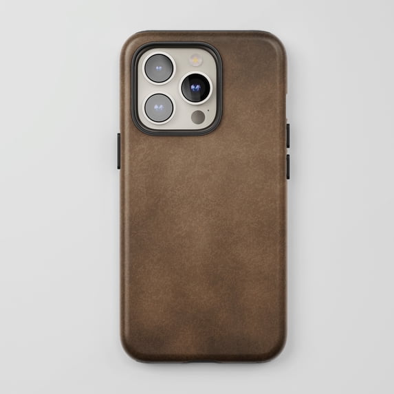 Leather Texture For All iPhone Series Tough Phone Case Vintage Style Brown