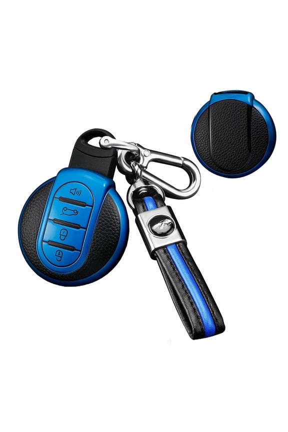Leather Texture Key Fob Cover for Mini Cooper Clubman Countryman Convertible Hardtop F54 F55 F56 F57 F60 Key Accessories Keyless Full Protection Smart Key Case Shell with Keychains