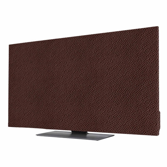 Leather Texture TV Dust Cover 65 Inch, Vintage Brown Classic Art Computer Monitor Cover Dustproof Stretchable Indoor TV Screen Protector for LED LCD Universal Monitors