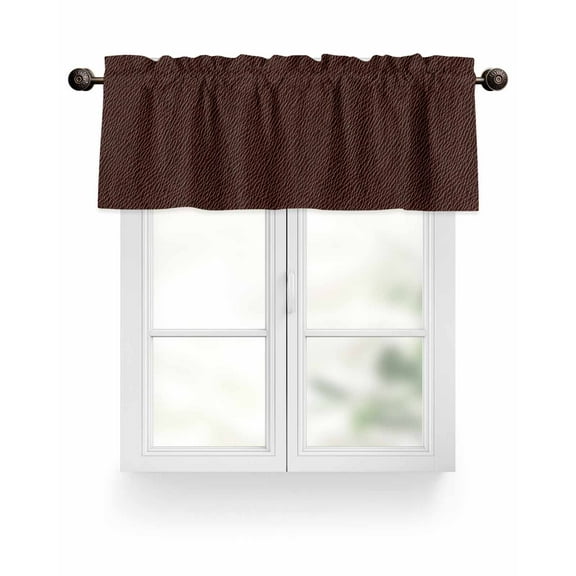 Leather Texture Valances for Windows Vintage Brown Classic Art Valance Rod Pocket Light Filtering Short Window Treatments Curtains for Kitchen Bathroom Living Room Bedroom, 1 Panel, 42 x 12 Inch