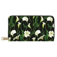 thumbnail image 1 of Leather Thin Slim Wallets for Women Men - Calla Lily Flowers Black Clutch Card Wallet for Women Men with Zipper, 1 of 7