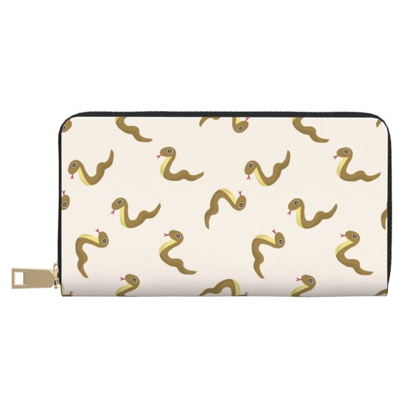 Leather Thin Slim Wallets for Women Men - Cartoon Cute Snake Clutch Card Wallet for Women Men with Zipper