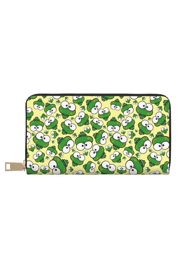 Leather Thin Slim Wallets for Women Men - Cartoon Frogs Clutch Card Wallet for Women Men with Zipper