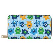 Leather Thin Slim Wallets for Women Men - Cartoon Monster Clutch Card Wallet for Women Men with Zipper