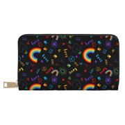 Leather Thin Slim Wallets for Women Men - Cartoon Pride Lgbt Clutch Card Wallet for Women Men with Zipper