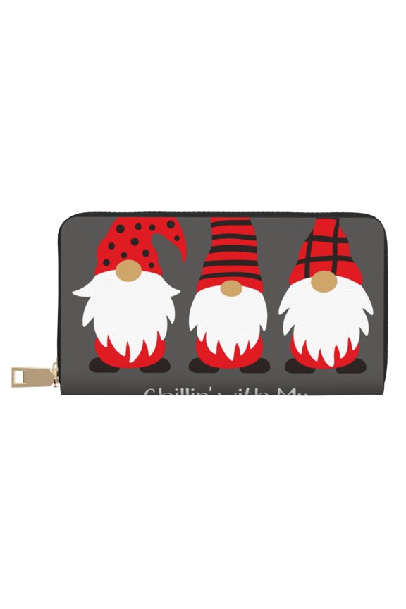 Leather Thin Slim Wallets for Women Men - Chillin with My Gonme Clutch Card Wallet for Women Men with Zipper