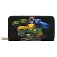thumbnail image 1 of Leather Thin Slim Wallets for Women Men - Colorful Viper Snake Clutch Card Wallet for Women Men with Zipper, 1 of 7