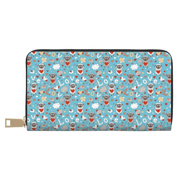 Leather Thin Slim Wallets for Women Men - Funny Cartoon Animals Clutch Card Wallet for Women Men with Zipper