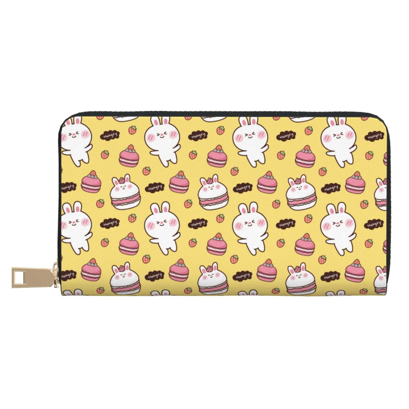 Leather Thin Slim Wallets for Women Men - Funny Cartoon Cute Rabbit ...