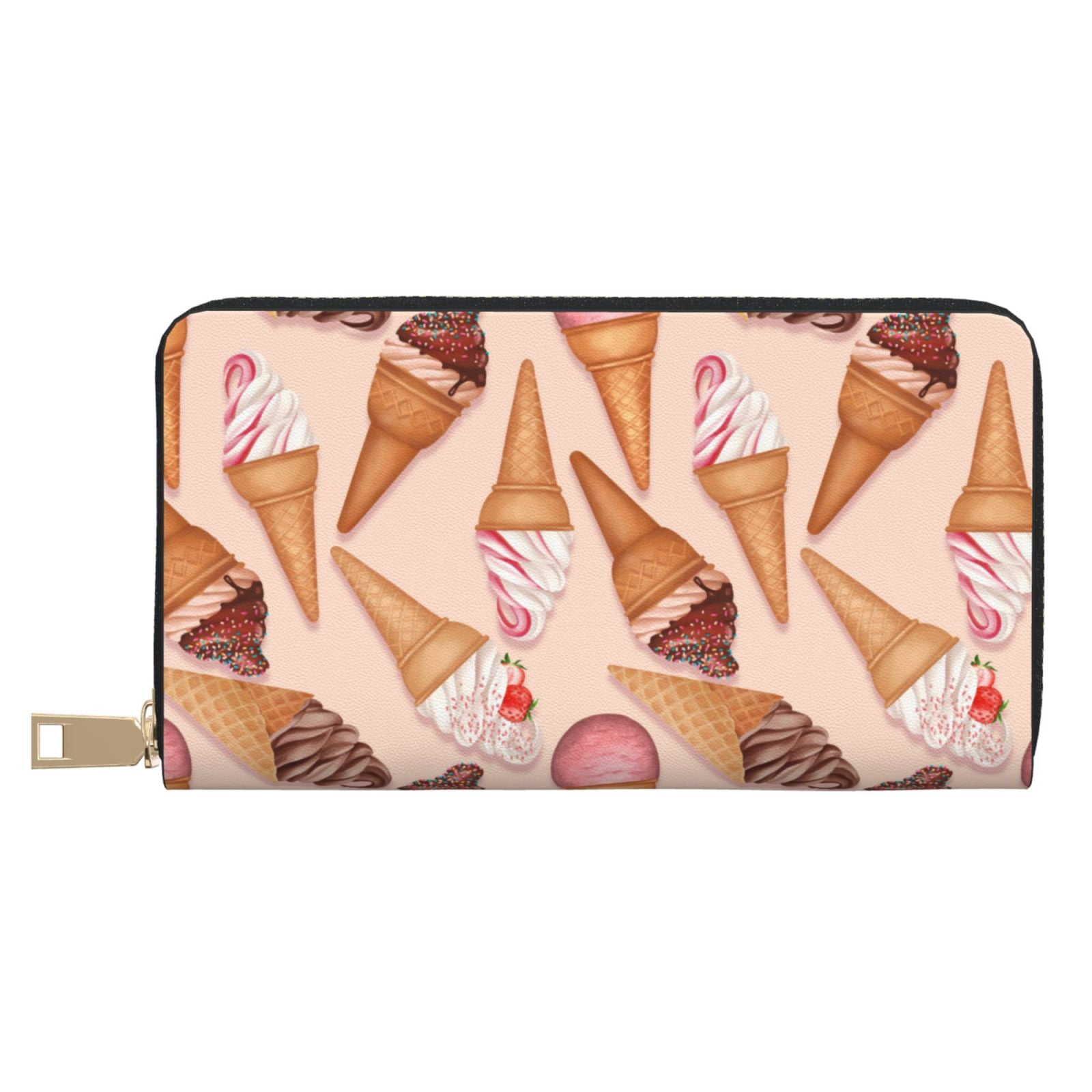 Leather Thin Slim Wallets for Women Men Ice Cream No.J9012 Card