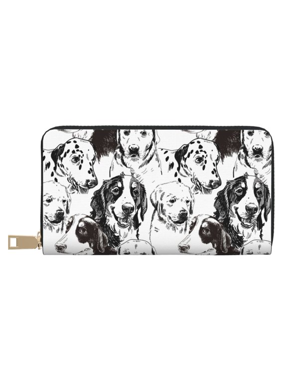 Leather Thin Slim Wallets for Women Men - Labrador Retriever Dog No.1001 Clutch Card Wallet for Women Men with Zipper