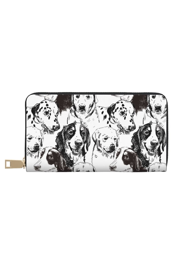 Leather Thin Slim Wallets for Women Men - Labrador Retriever Dog No.1001 Clutch Card Wallet for Women Men with Zipper