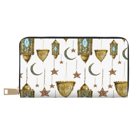 Leather Thin Slim Wallets for Women Men - Light Bulb vintage Clutch Card Wallet for Women Men with Zipper