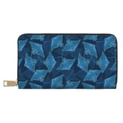 Leather Thin Slim Wallets for Women Men - Stingray Clutch Card Wallet for Women Men with Zipper