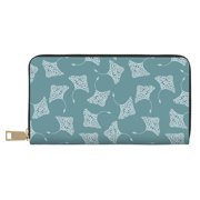 Leather Thin Slim Wallets for Women Men - stingray cute Clutch Card Wallet for Women Men with Zipper
