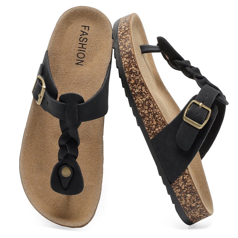 Flip Flops for Men & Women with Cork Footbed, Summer Beach Thong Sandals with Arch Support Non Slip Slippers for Indoor Outdoor