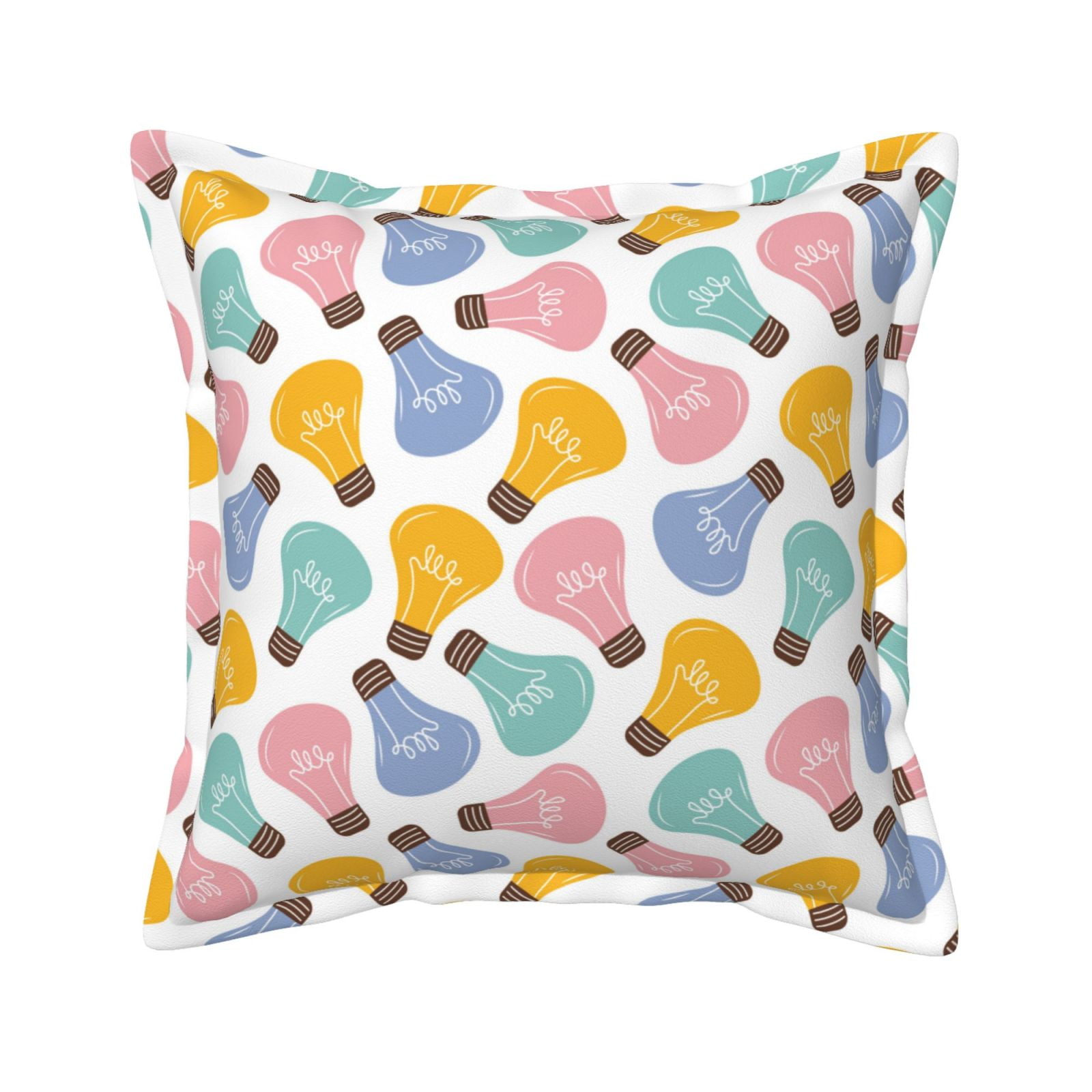 Leather Throw Pillow Covers 20x20 colorful Light Bulb Square