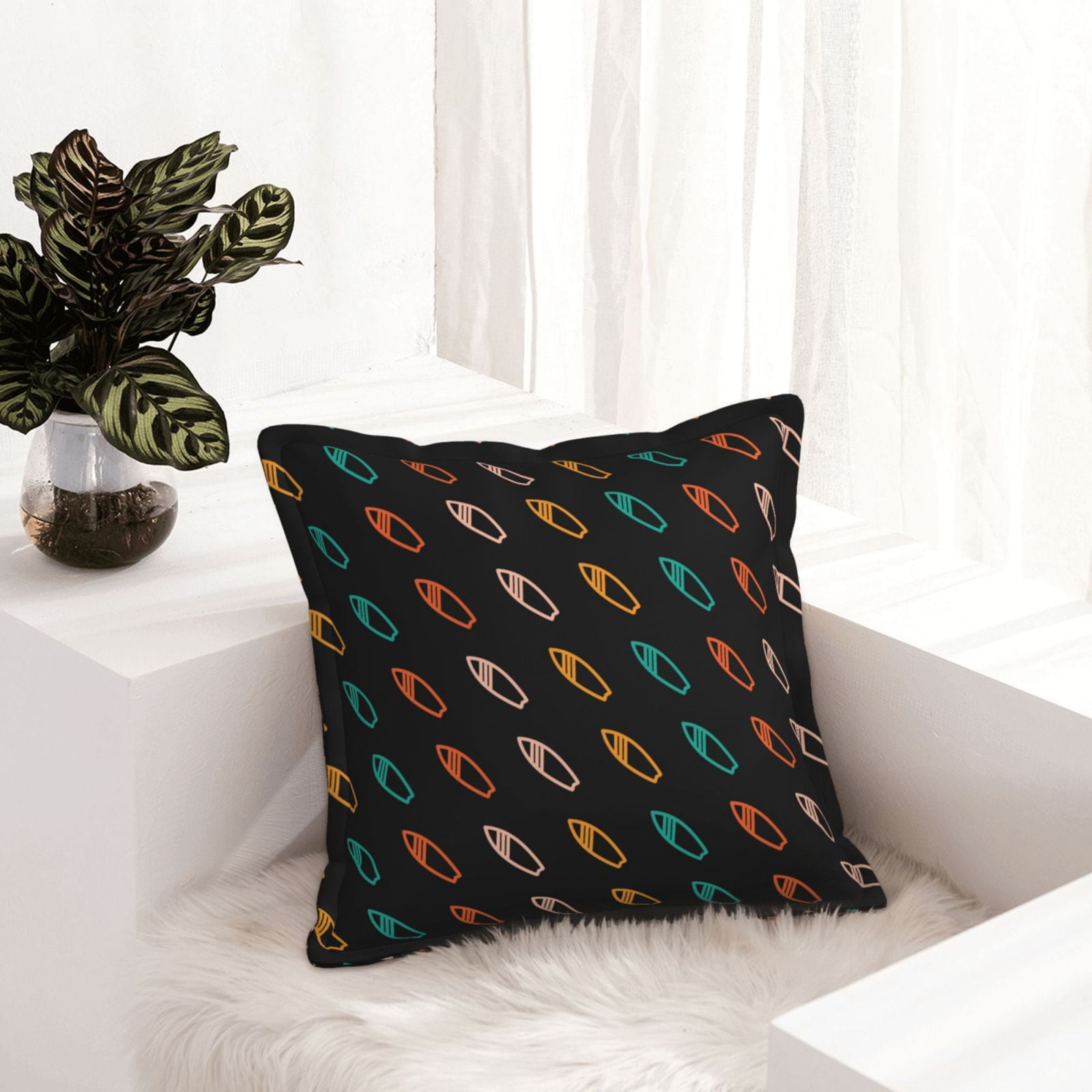 Leather Throw Pillow Covers colorful surfboard Pillow Covers