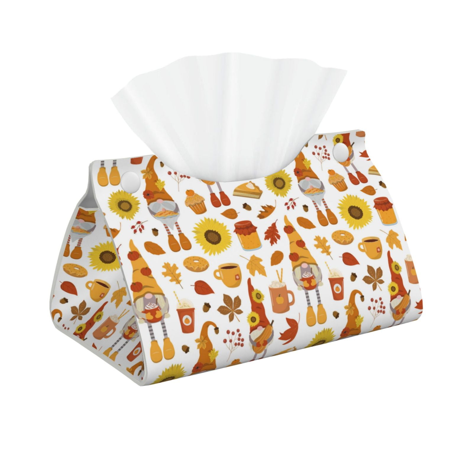 Leather Tissue Box Cover - Autumn Harvest Gnomes Long PVC Tissue Box ...