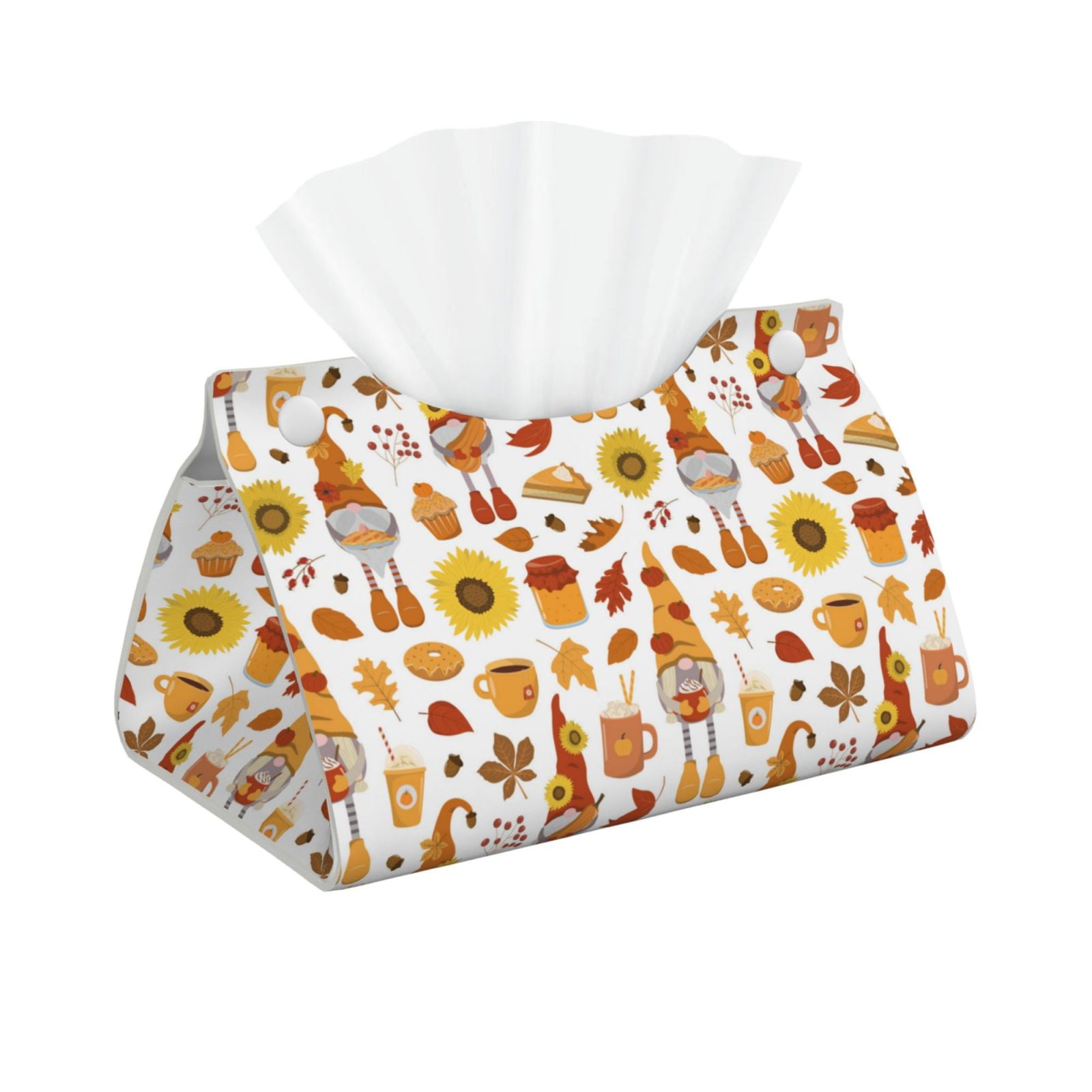 Leather Tissue Box Cover - Gnomes Autumn Harvest Long PVC Tissue Box ...