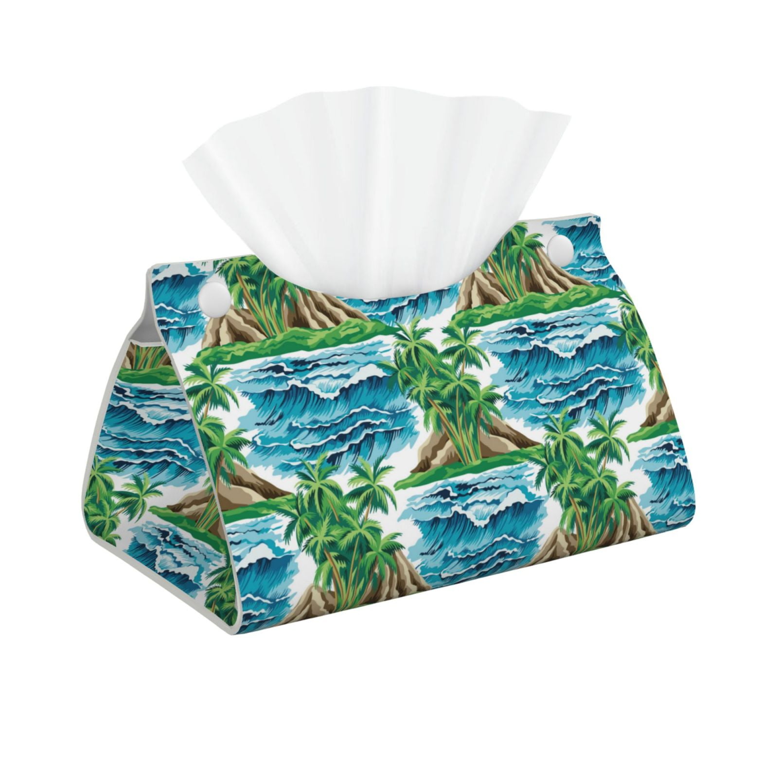 Leather Tissue Box Cover - Hawaiian Style Waves Long PVC Tissue Box ...