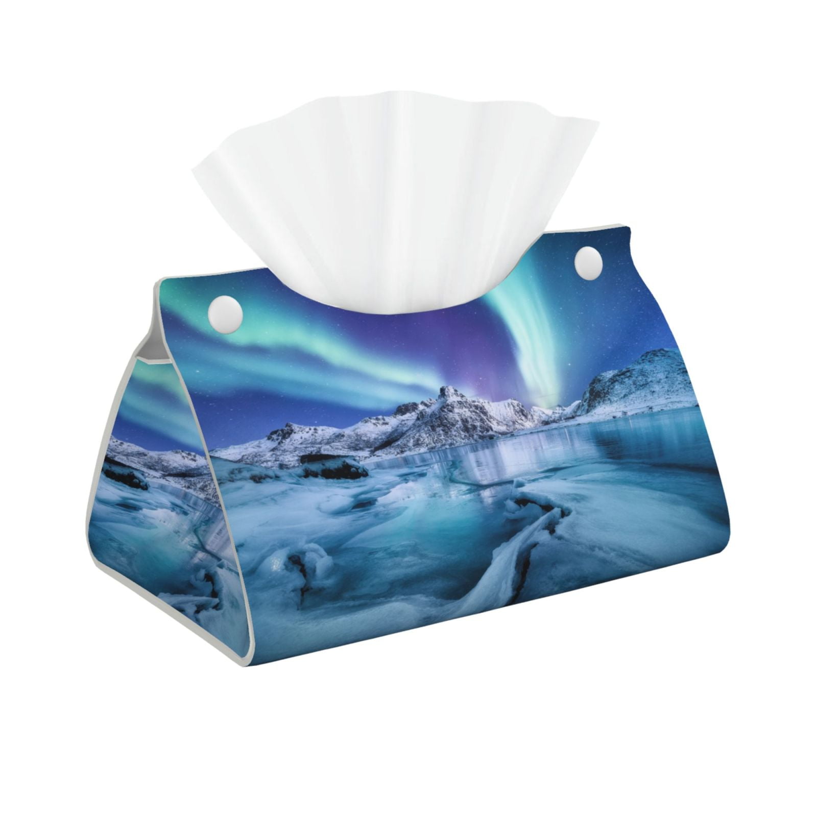 Leather Tissue Box Cover Night At Lake Aurora 1 Long PVC Tissue Box