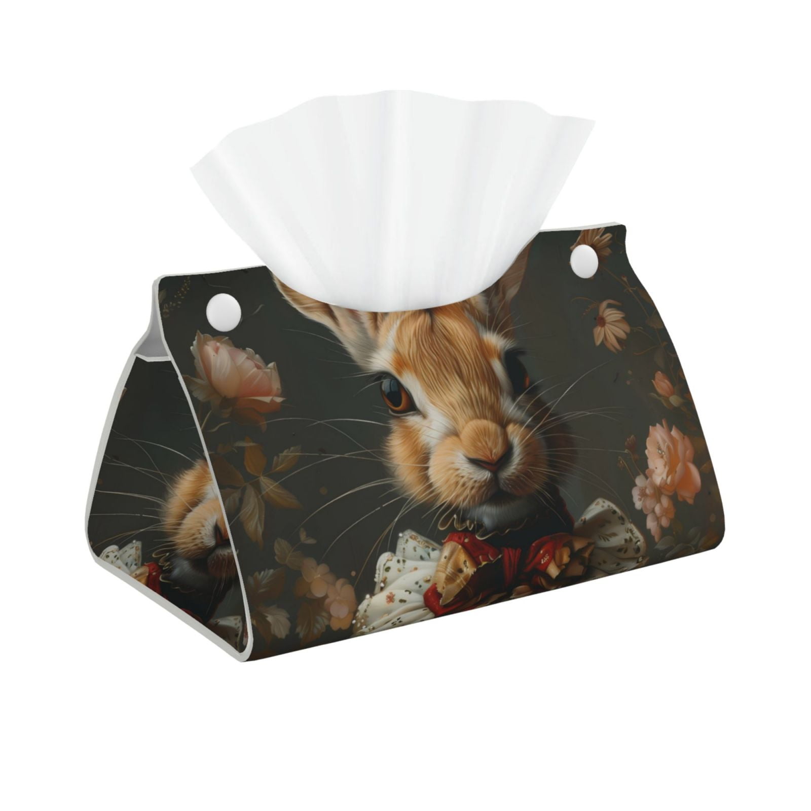 Leather Tissue Box Cover - Palatial Style Flower Rabbit Long PVC Tissue ...