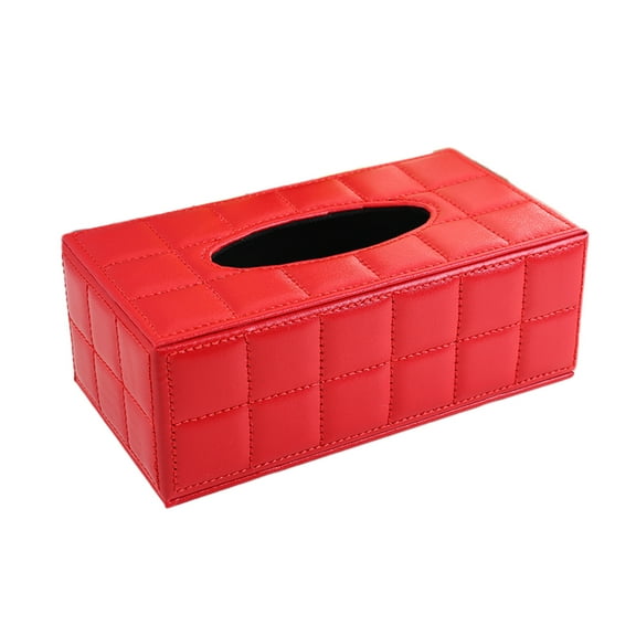 Leather Tissue Box Cover Rectangular P U Leather Tissue Holder for Bathroom Home Office Car Automotive Decoration Stylish Magnetic Bottom Durable Non-Woven Fabric Lining