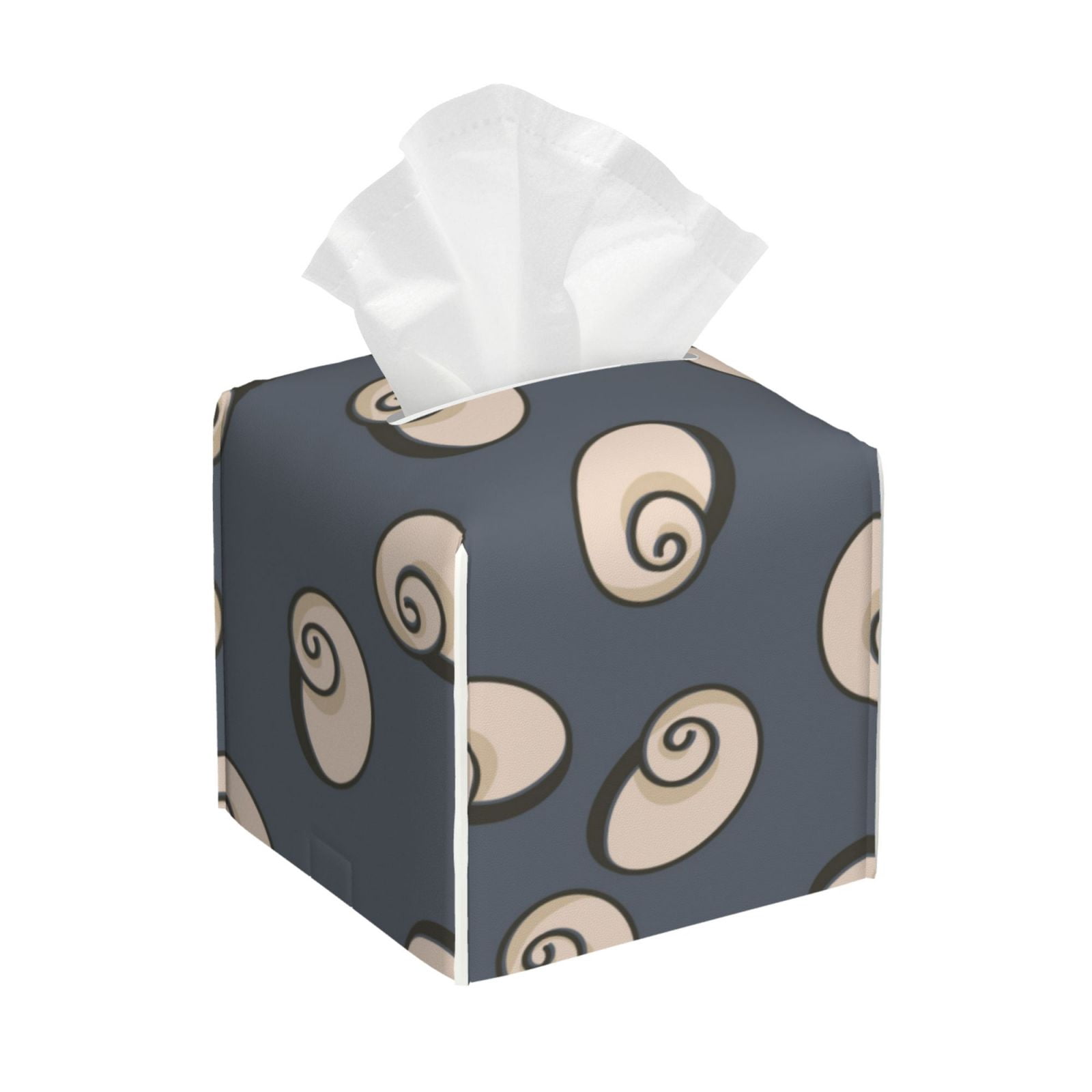 Leather Tissue Box Cover Square - Conch Shells Print No.9035 ...