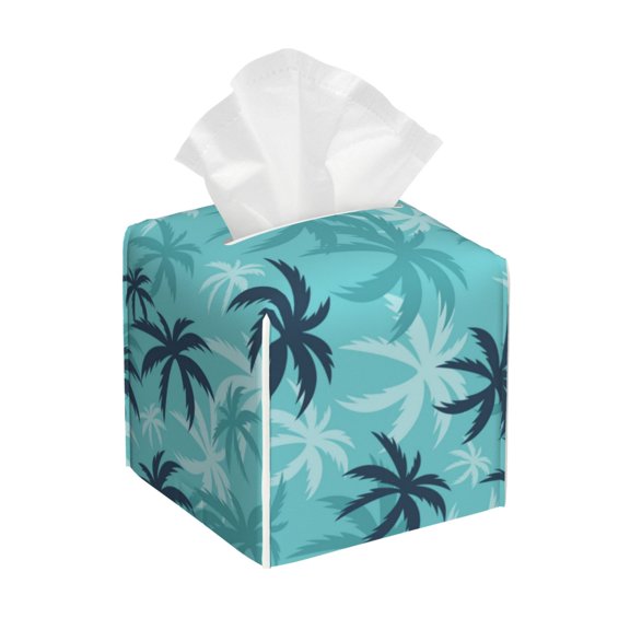 Leather Tissue Box Cover Square - Palm tree_AL Waterproof Tissue Box Holder Paper Case Organizer Dispenser for Modern Home Office Room Home Bathroom Decor