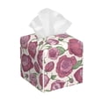 thumbnail image 1 of Leather Tissue Box Cover Square - Rose Flowers Purple Waterproof Tissue Box Holder Paper Case Organizer Dispenser for Modern Home Office Room Home Bathroom Decor, 1 of 7